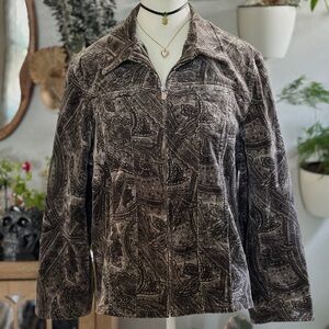 Jones New York Signature Zip-Up Paisley Jacket - XL